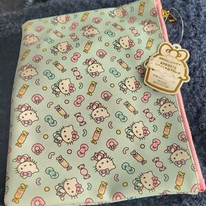 Hello Kitty Mint and Pink Zip Pouch Kids Accessory Bag